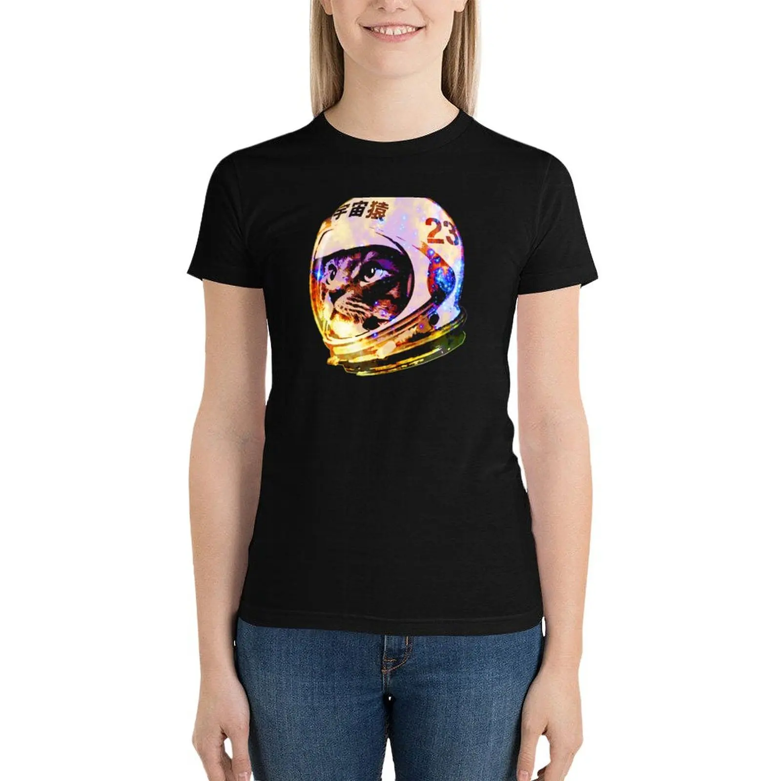 Astronaut Space Cat (deep galaxy version) T-Shirt Aesthetic clothing tops lady clothes Women tops