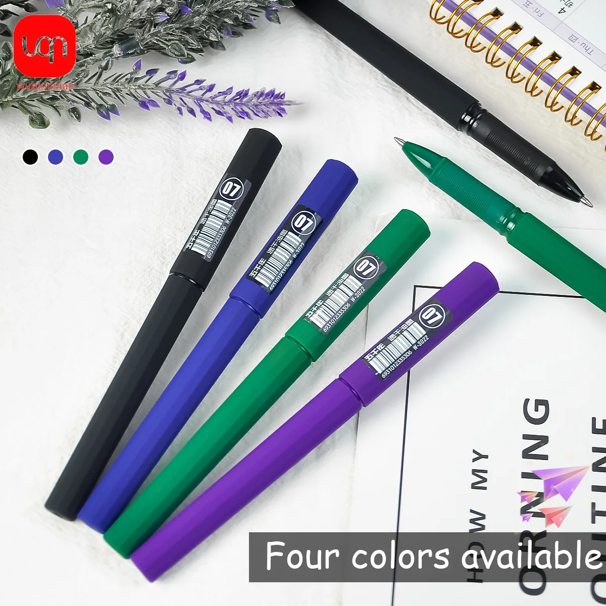 

WQN 3/6/12pcs Matte Gel Pens Set 0.7mm Fine Point Smooth Writing Ink Colors: Black Blue Green Purple for School And Office