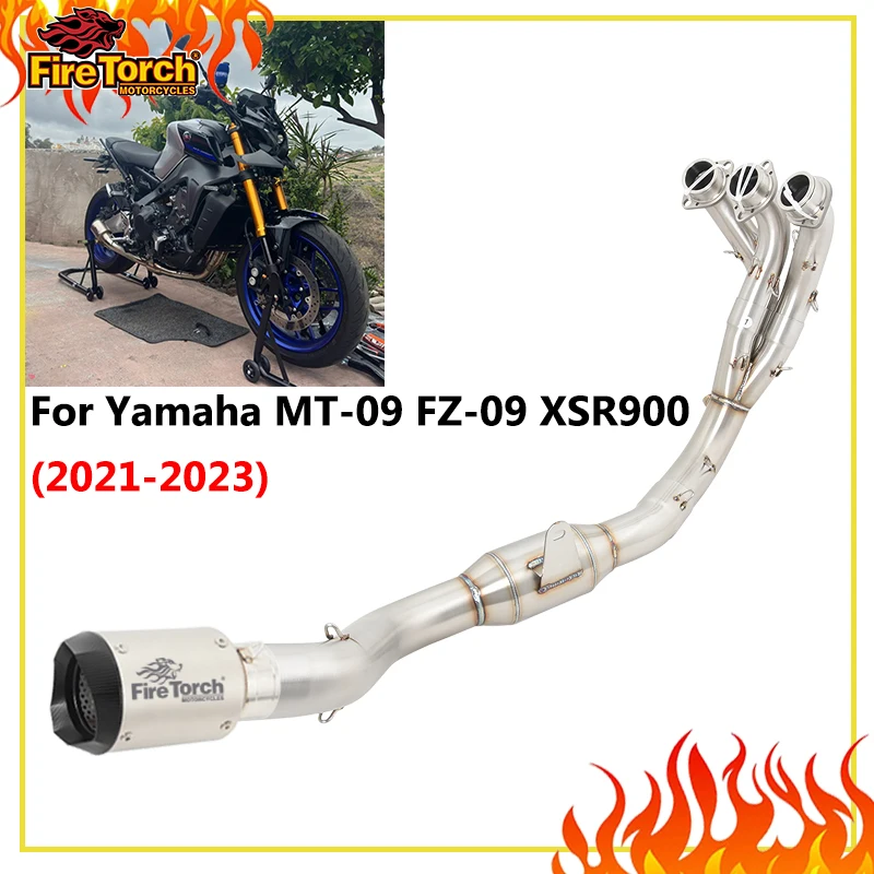 For Yamaha MT-09 MT09 FZ09 XSR900 2021 - 2023 Motorcycle Exhaust Full Systems No DB Killer Front Middle Link Pipe Escape Muffler