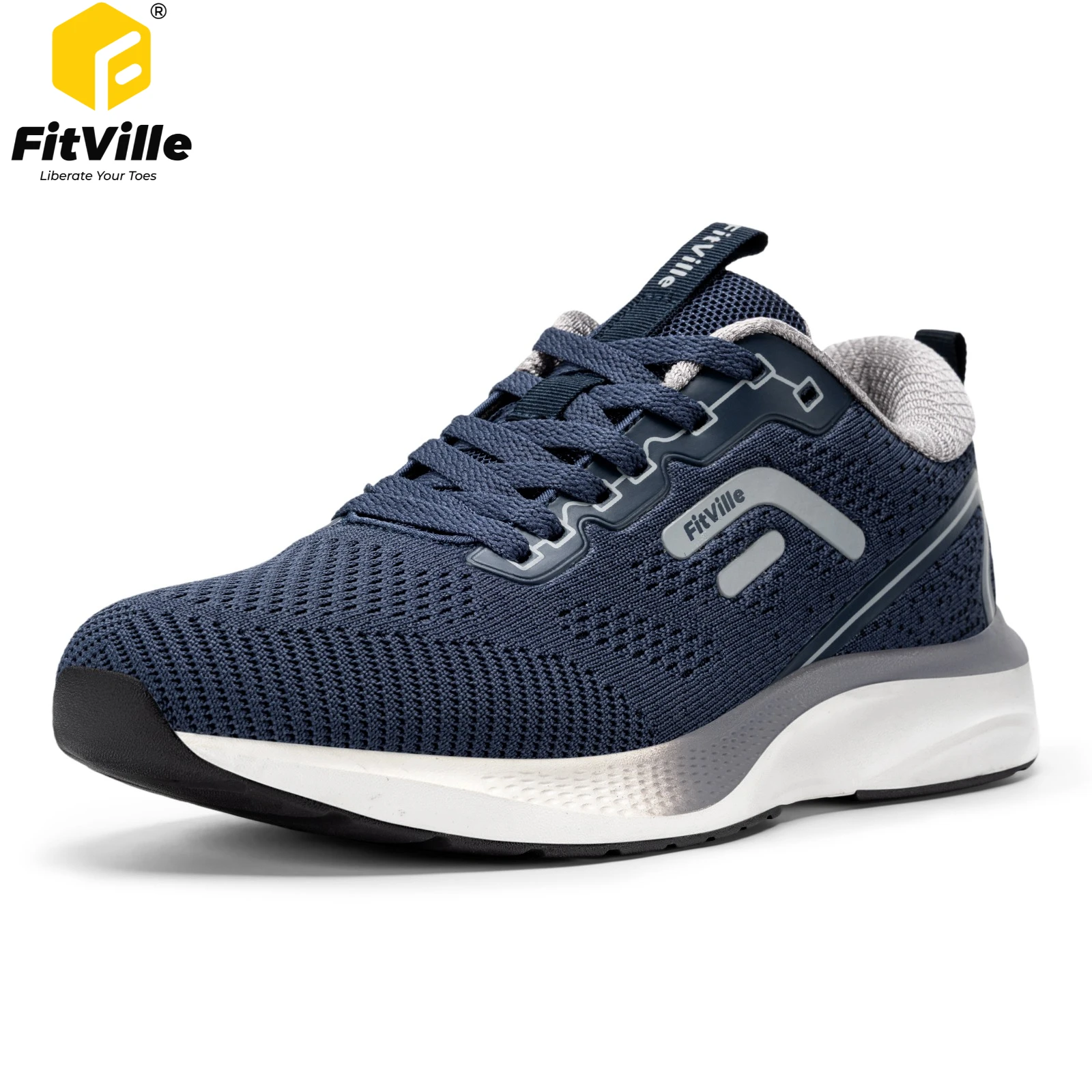 FitVille Men's Running Shoes Wide Toe Box Jogging Shoes Breathable Cushioned Walking Sports Sneakers for Men With Arch Support