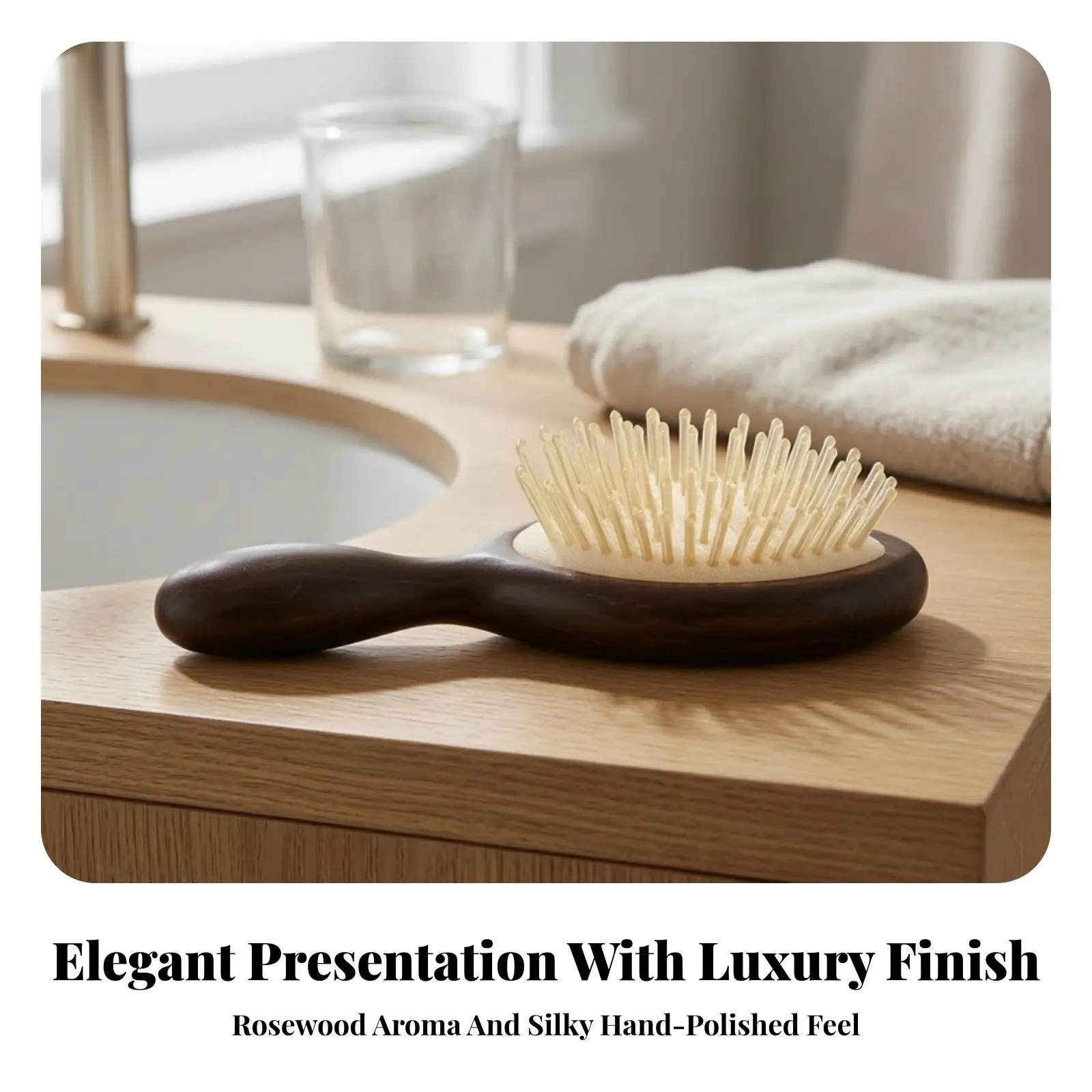 Air Cushion Massage Comb for Scalp Circulation with Wood Grain Handle Smooth Detangling Brush for Daily Use