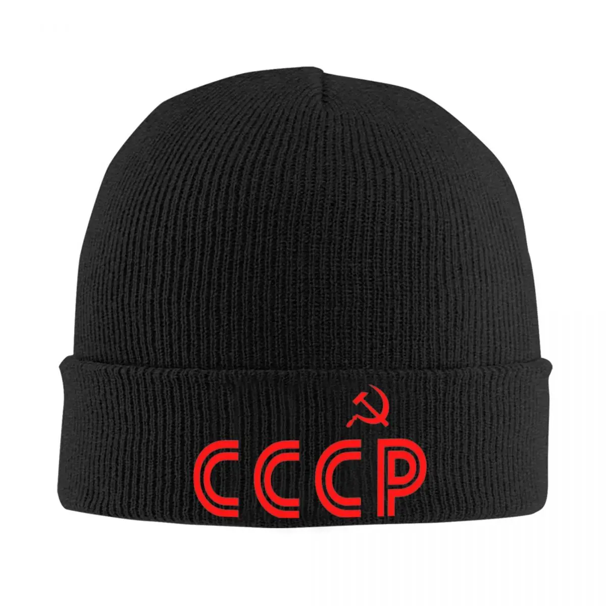 Red CCCP USSR Russian Beanie Hats Soviet Union Hammer And Sickle Communism Skullies Beanies Female Male Caps Winter Bonnet Hats