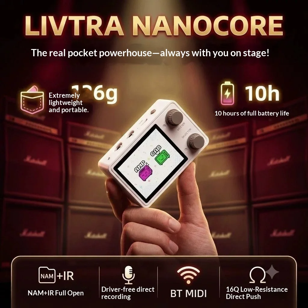LIVTRA NANOCORE Multi-Function Guitar Pedal–126g 10H Playtime 2.4