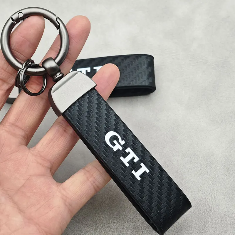 Luxury Carbon Leather GTI Keychain Women Men Key Ring For Volkswagen Golf 4 5 6 7 MK4 MK5 GTI Tiguan Passat Touareg Accessories