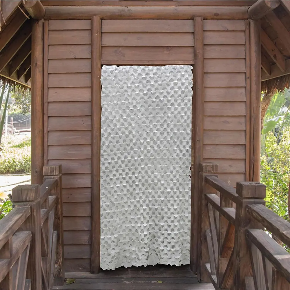 Abstract White Outdoor Camouflage Shade Net Blackout Curtain Without Drilling Shade Screen Balcony Decor Garden Shading Cover