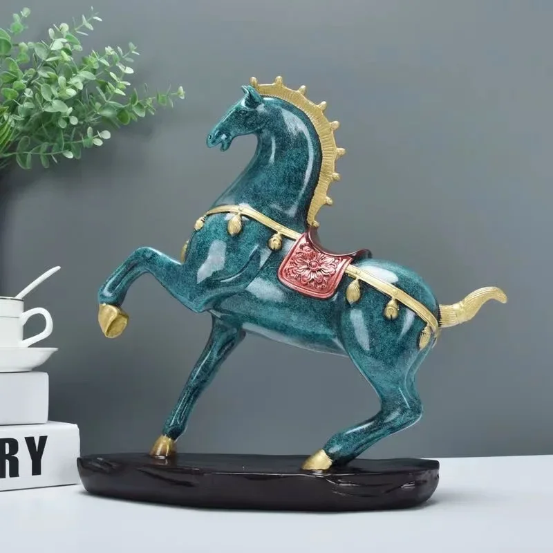 Chinese Luxury  Tang Horse Statue Home Decor Accessories Resin Living Room Decor Modern Horse Sculpture Decor  Figure