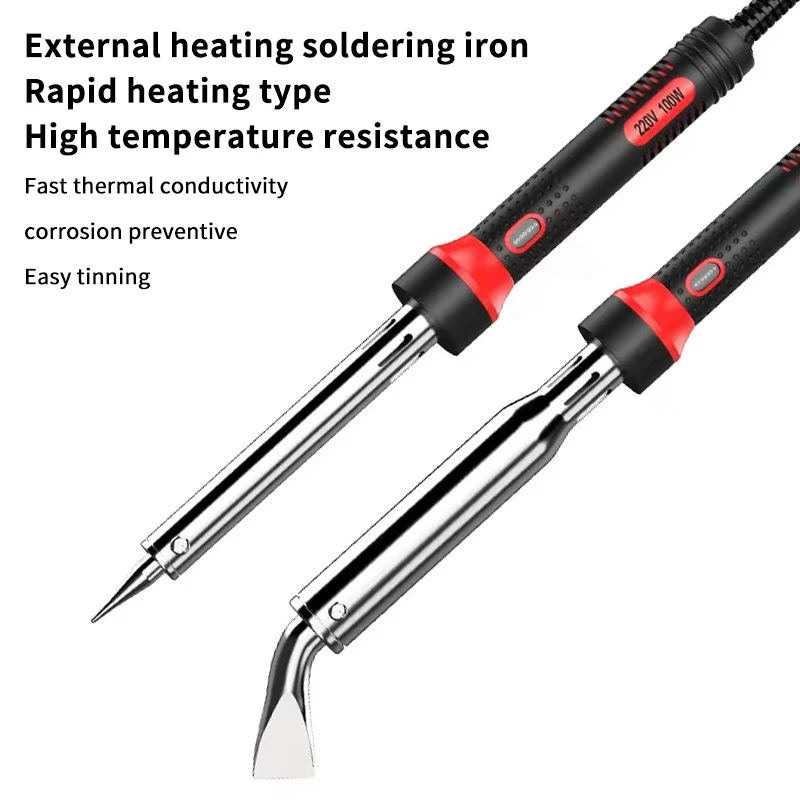 

Электрический паяльник высокой мощности 220 В, тип ручки для наружного нагрева и индикаторная лампа, безопасный инструмент 80-100 Вт, ремонт автомобильной электроники