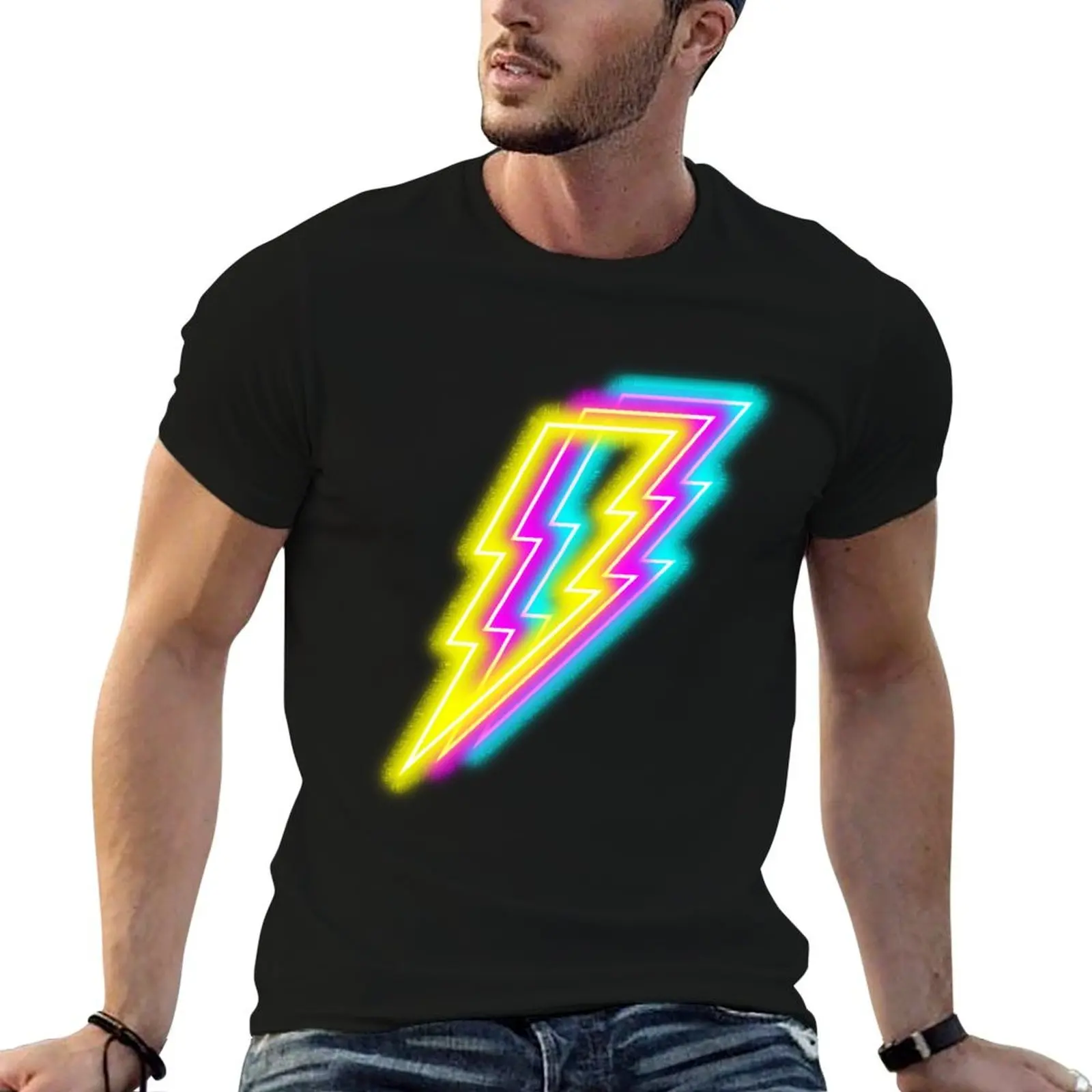 

Neon Lightning Bolt T-Shirt cotton t shirt man t shirts for man graphic tees essential t shirt T-Shirt