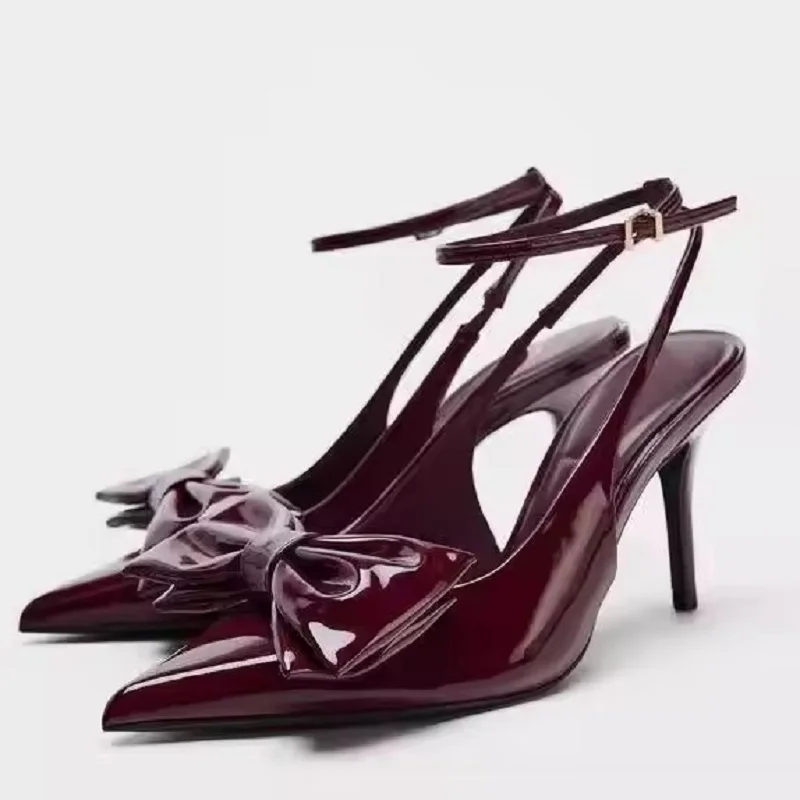 Eilyken Spring Sexy Butterfly-knot Slingbacks Ankle Buckle Strap Woman Pumps Sandals Pointed Toe Thin Heels Party Prom Shoes