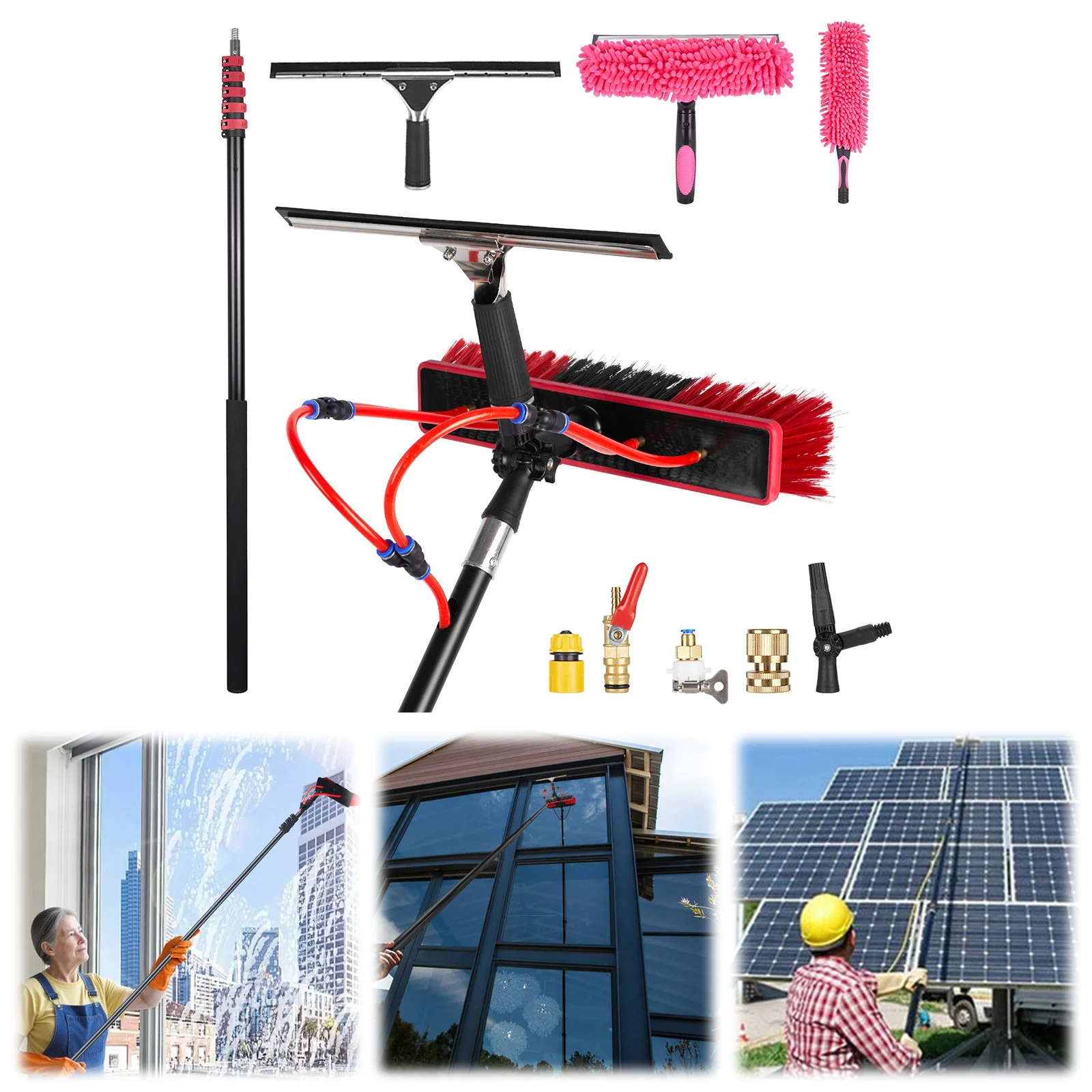 

11pcs Adjustable Solar Panel Cleaning Kit Glass Squeegee Solar Panel Cleaning Brush and Squeegee Easy To Use