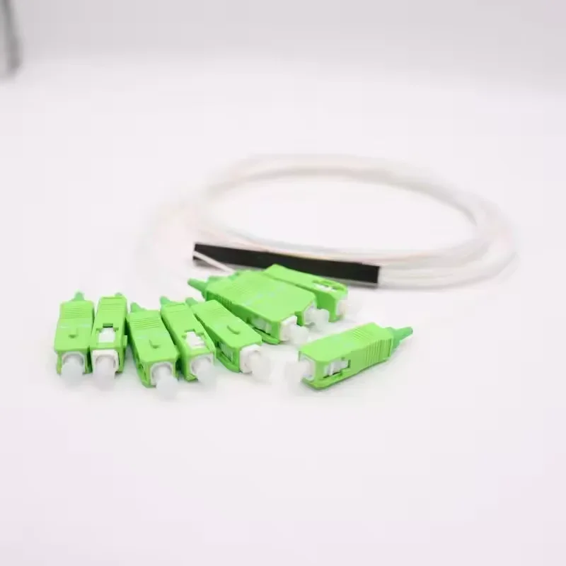 

10pcs Fiber Optical 1M cable PLC Splitter 1x8 SC/APC 0.9mm Steel Tube Mini Blockless FTTH SM 1*8 SC UPC Connector PLC Splitter