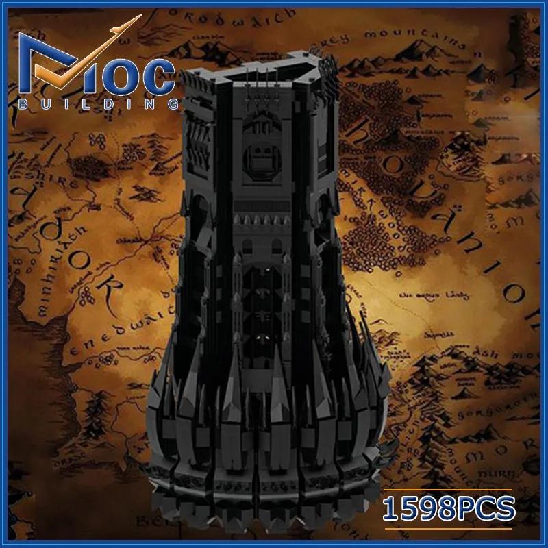 

1598pcs MOC Ring Movie Series UCS Barad-Dur part 5/6 Model Building Block Black Wall Dark Magic Fortres Bricks Toys for Kid Gift