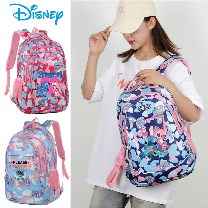 Lilo & Stitch Bookbag Disney Schoolbags Fashion Cartoon Character Print Bag Large Capacity Watertight Bags Birthday Present Gift