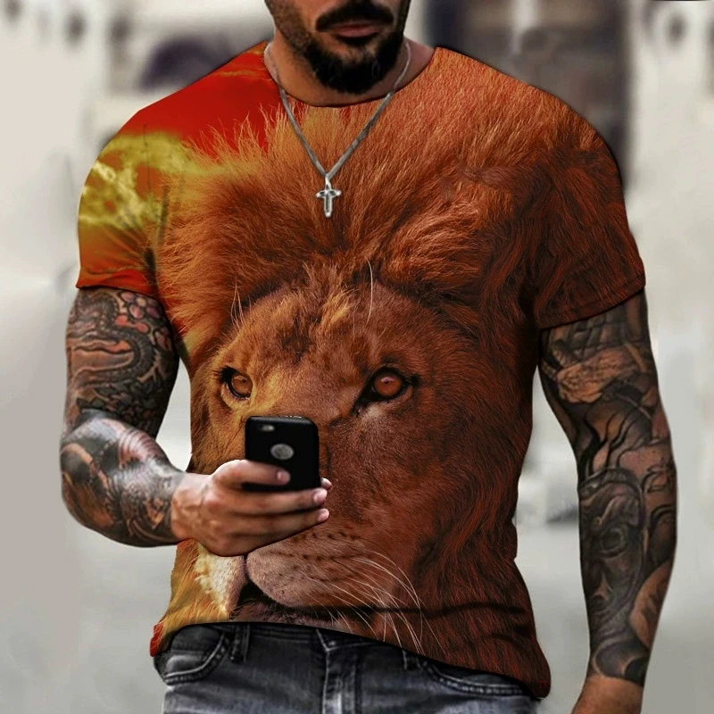 3D Print Wolf/Lion Causal Clothing New Fashion Men Women T-shirt Plus Size S-7XL Summer Streetwear Vintage Harajuku