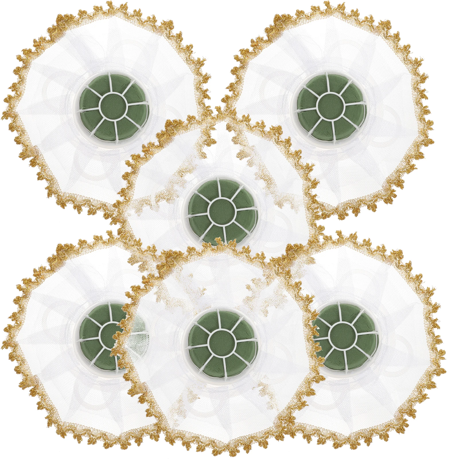 

6 Set Flower Stalk Bouquet Holder Artificial Wedding Decorations Plastic Party Bridal H Lace Collar DIY Craft Gift Wedding