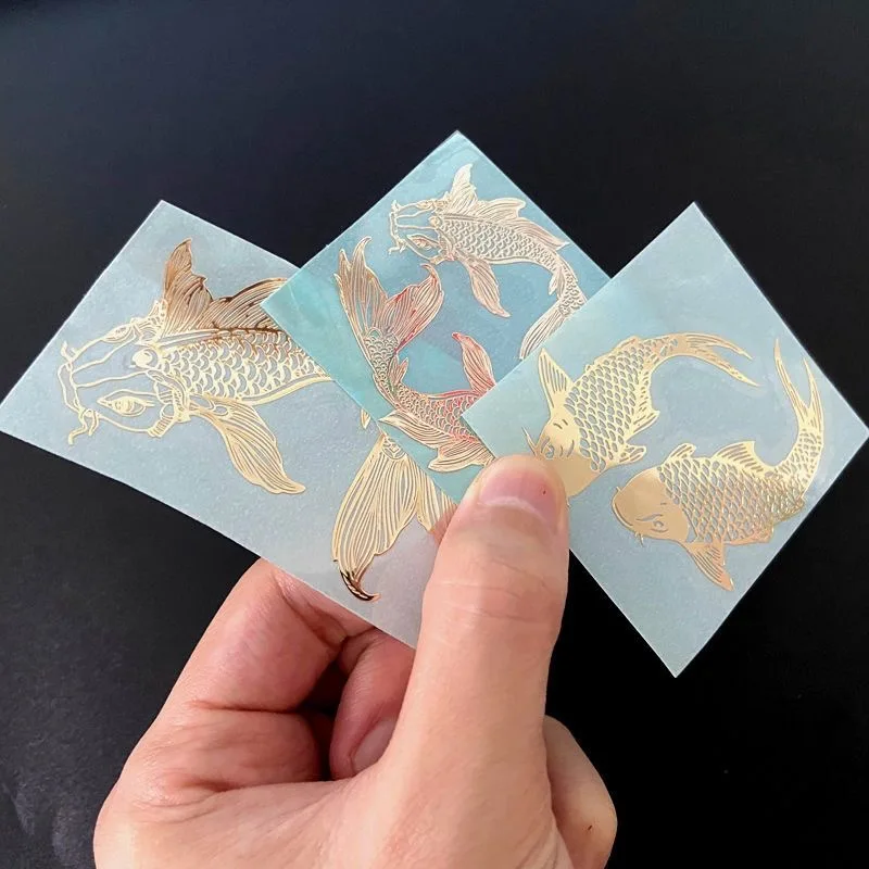Tai Chi baguatu fish metal transfer sticker Koi Pisces mobile phone back stick auspicious carp laptop DIY decorative sticker