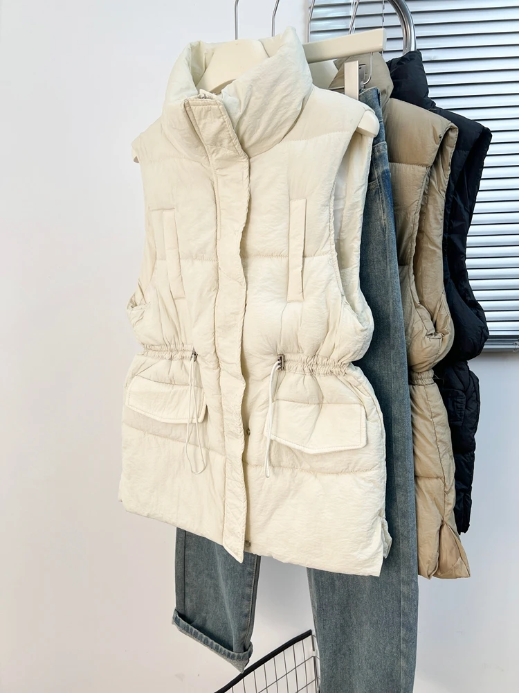 

plus Size Women's Faionable Cotton Vest Autumn Winter Slimming Waistcoat Cardigan Sle Commute Regular Length Zipper Pure ...