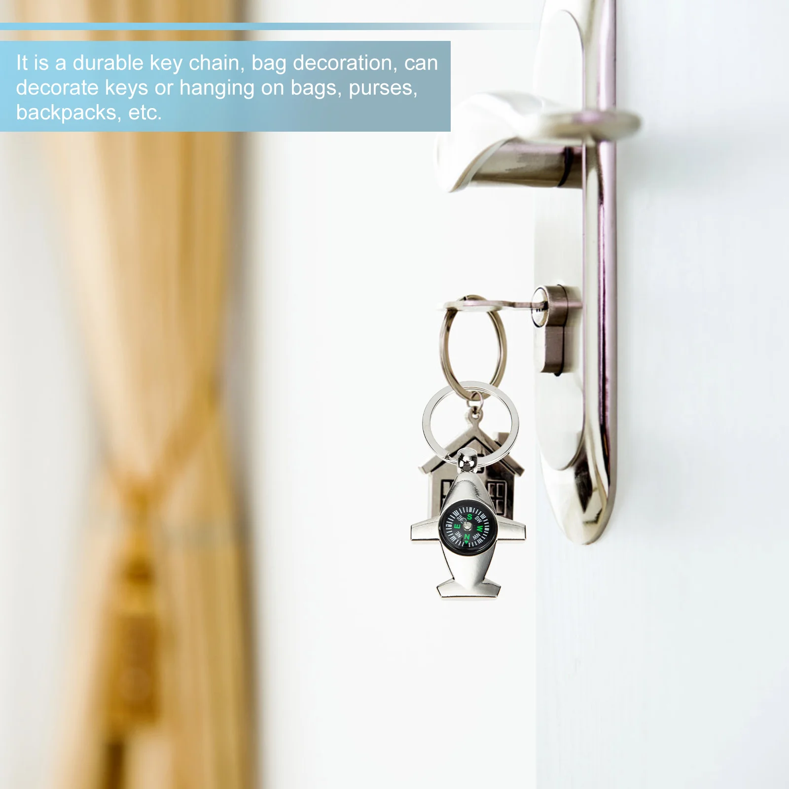 

3Pcs Compass Keychain Alloy Key Ring Creative Key Hanging Decoration for Car Bag Keys Alloy Keyring Compass Keychain