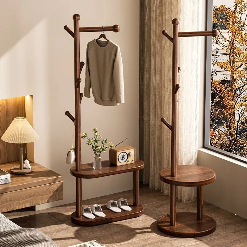 

Wooden hanger floor-to-ceiling bedroom coat rack room hanger living room vertical simple household clothes rack floor