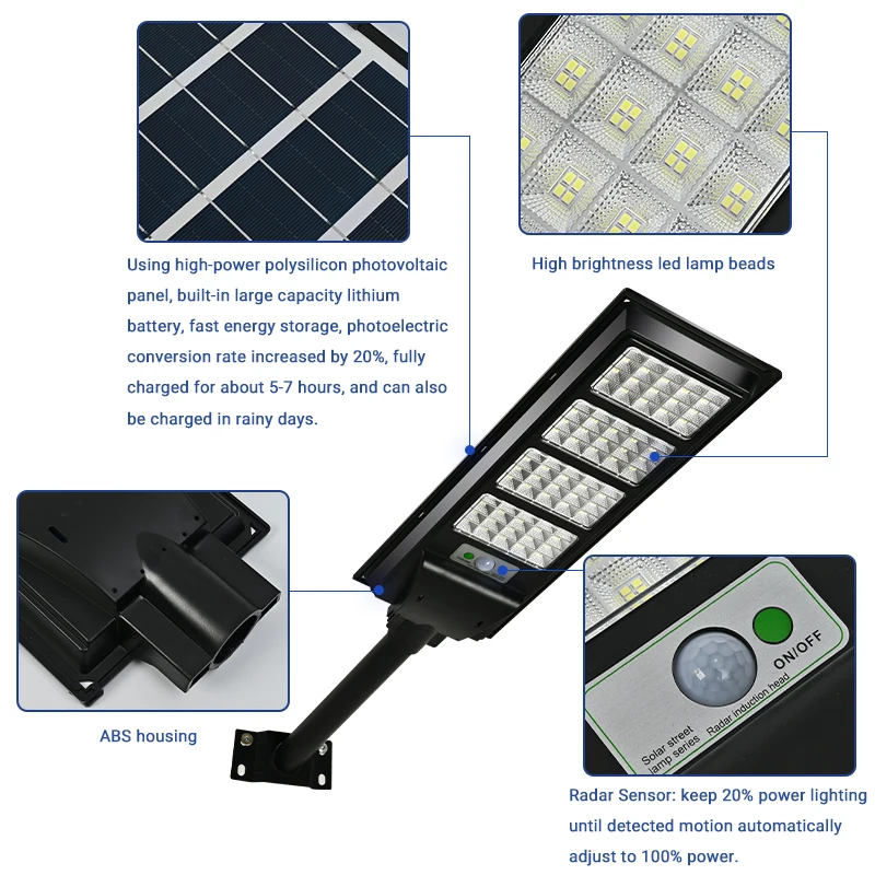 Waterproof solar lights 50w 100w 150w 200w 250w 300w integrated led solar street light