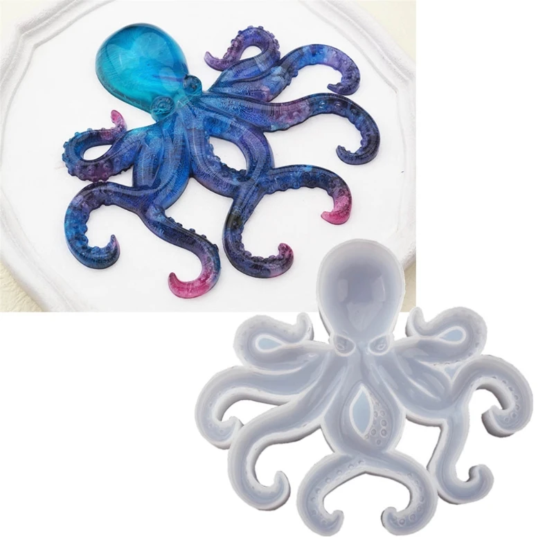 Mirror Ocean Octopus Epoxy Resin Mold Ornaments Silicone Mould DIY Crafts Home Decorations Casting Tools 3XUA