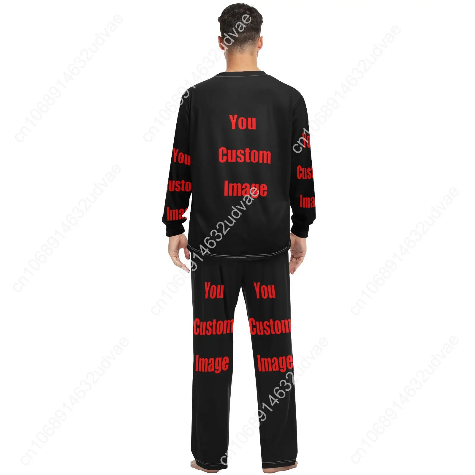 Loose Men Women Pajama Sets Custom Image Design Home Sleepwear Spring Autumn Trousers For Men Pijama Elastic Long Pants pyjama
