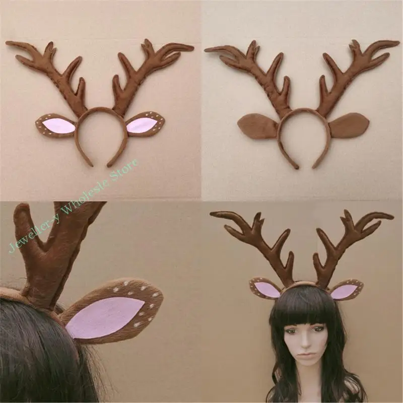 

R7UF Adult Teens Christmas Headband Reindeer Antler Hair Hoop Carnivals Party Headpiece Prom Party Cosplay Props