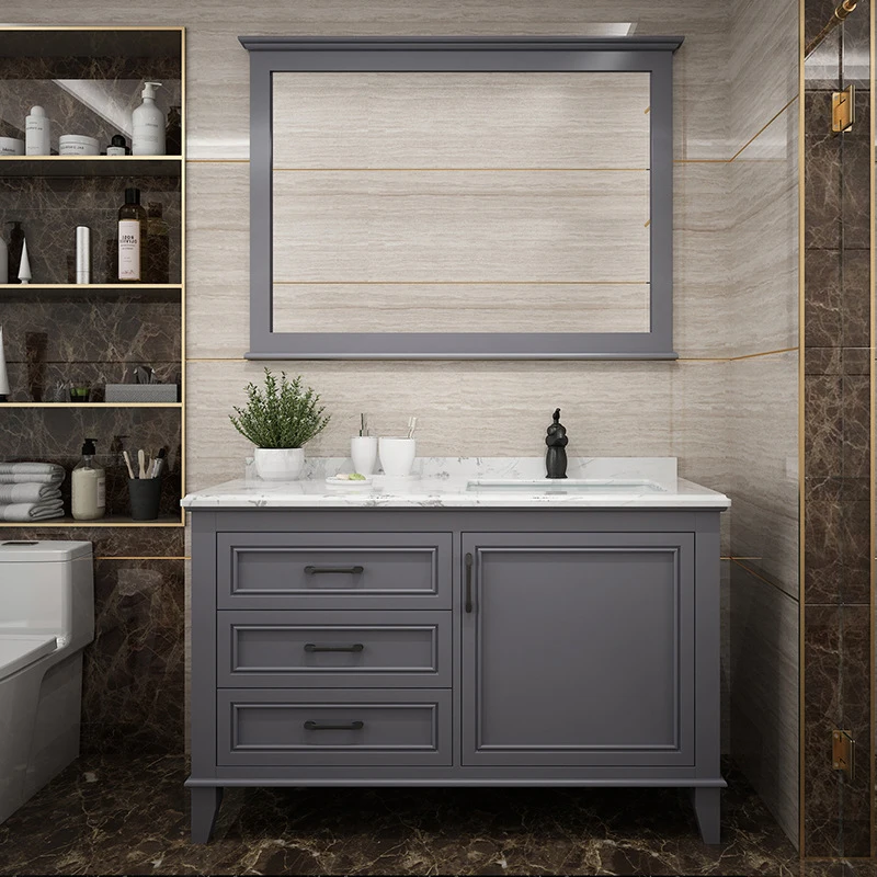 Modern Bathroom Vanity Single Door and Double Drawers Bathroom Cabinet Bathroom Vanity with Sink 36 Inch