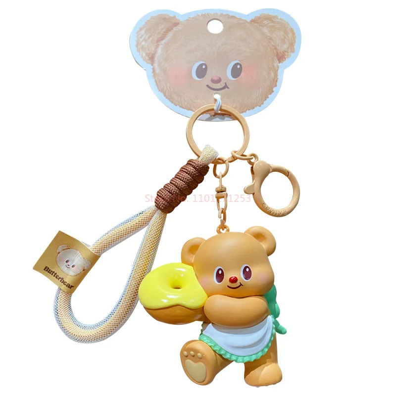 공식 버터베어 시리즈 키체인 펜던트 귀여운 패션 인형 창의적인 자동차 열쇠고리 수하물 액세서리 정교한 어린이 선물