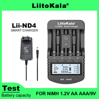 LiitoKala Lii-ND4 NiMH/Cd 1.2V AA AAA Recharge Bateery Charger LCD Display and Test Battery Capacity 9V Batteries