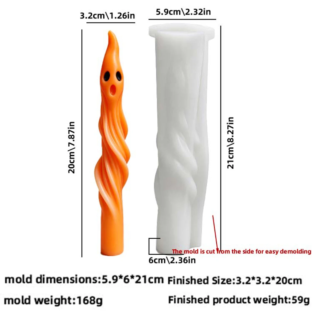 Halloween DIY Ghost-Shaped Long Scented Candle Decorative Ornament Silicone Mold Halloween Ghost-Shaped Handmade Gift Make Mould