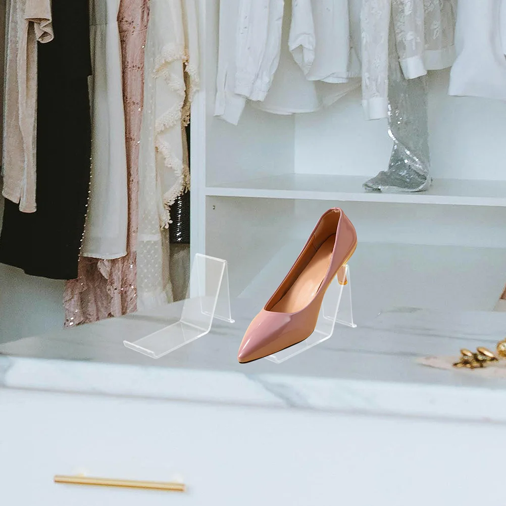 

6Pcs Transparent Shoe Rack Clear Acrylic Stand Single High Heel Organizer Store Display Retail Shoe Holder Show Rack