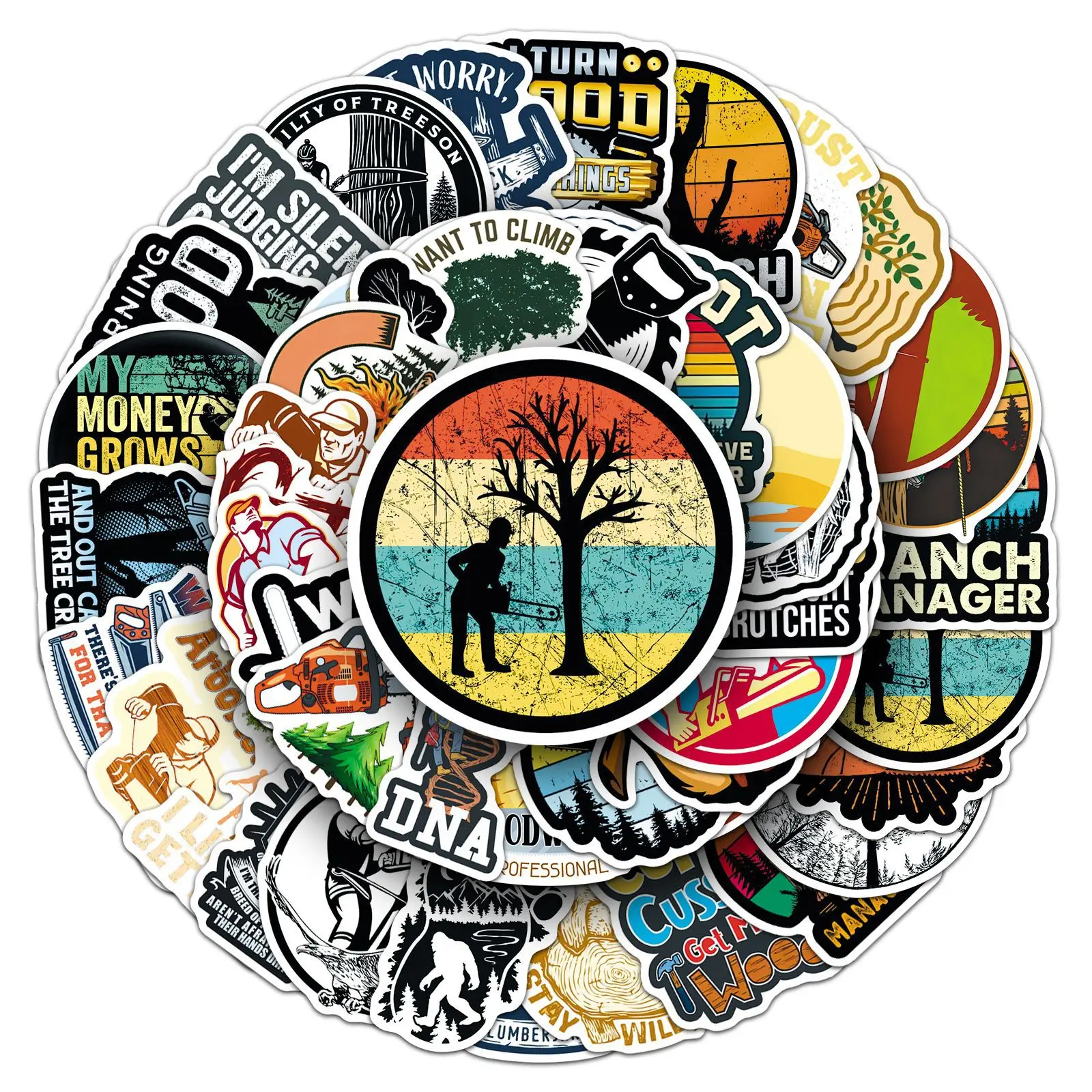 

50PCS Outdoor Forestry Sticker Lumberjack Creative Graffiti Waterproof Decorative Water Cup Mobile Phone Case Laptop Decal