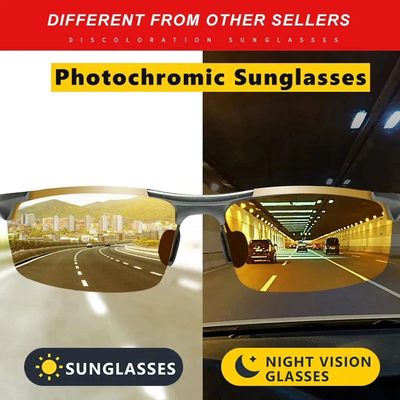 Top Anti-glare Day Night Vision Glasses For Driving Men Polarized Sunglasses Photochromic Driver Goggles Glasses zonnebril heren