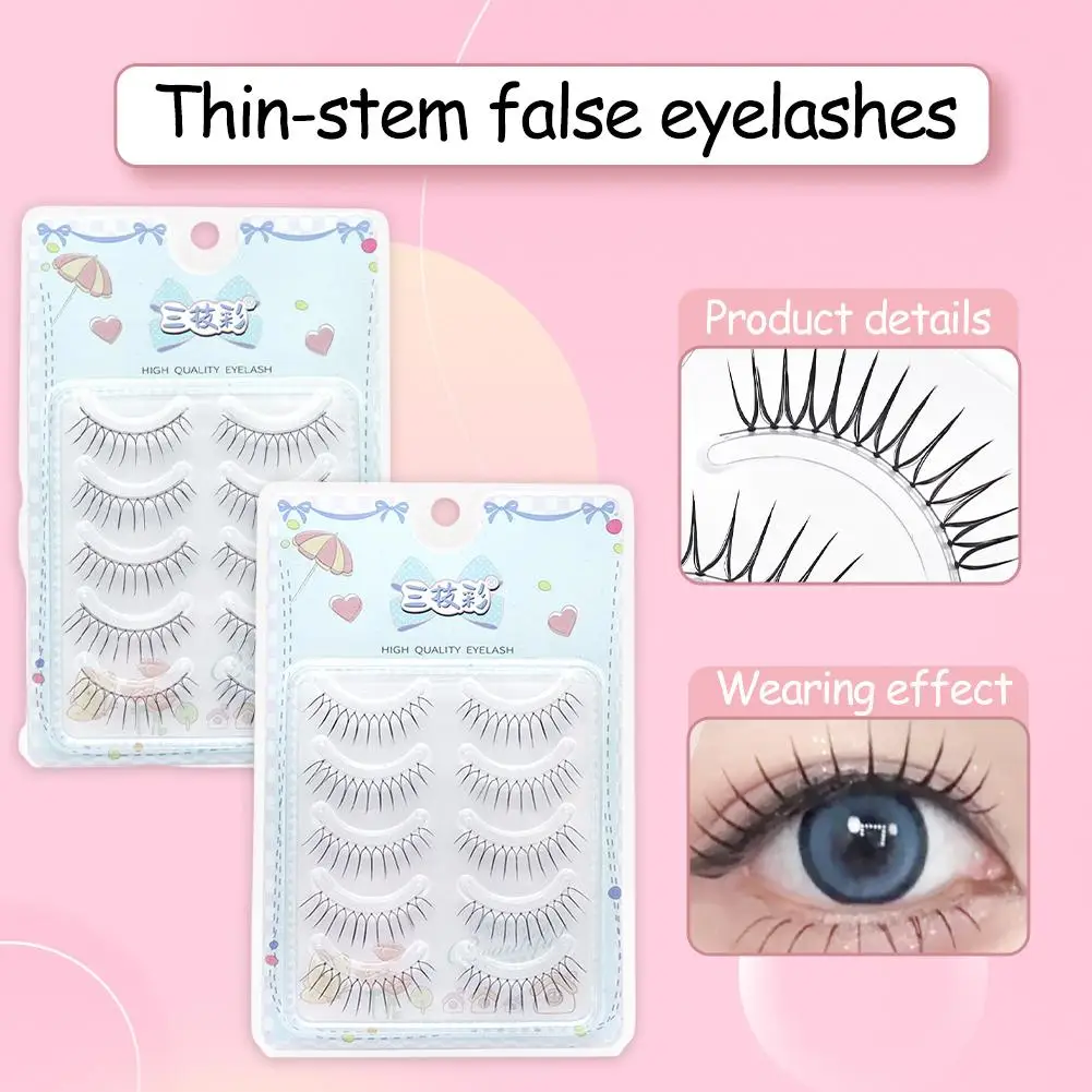 Cílios postiços coreanos transparentes em forma de u, haste fina, luz natural, tez clara, raízes diárias, estilo natural para mulheres r7m7