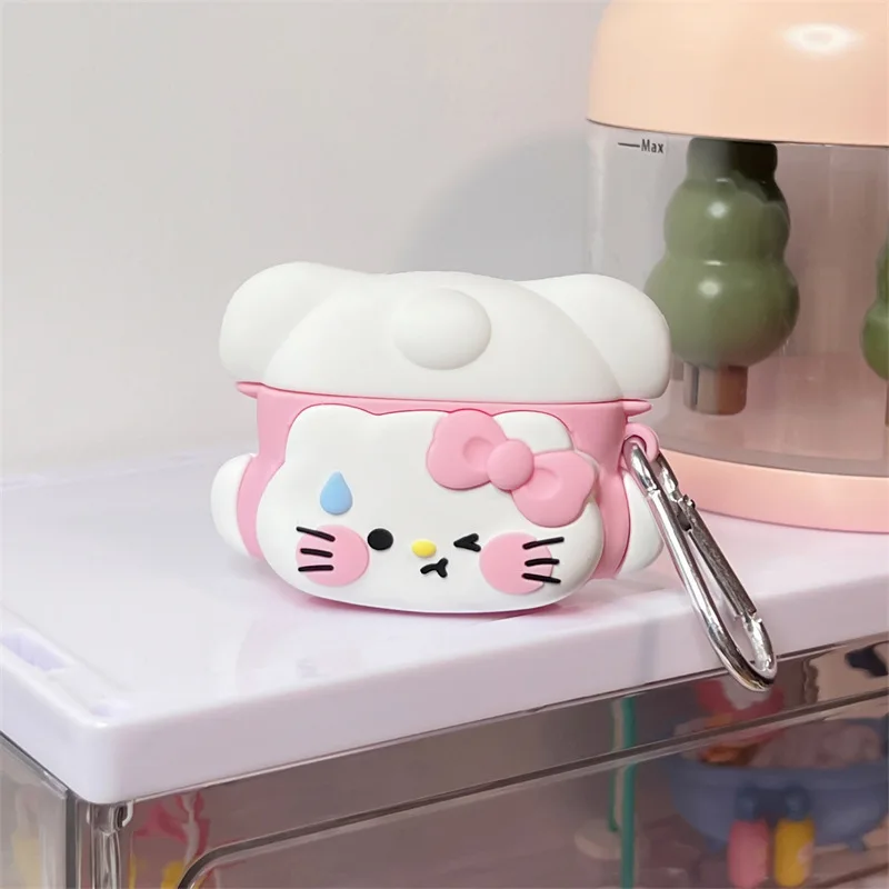 Casing AirPods Pro2 Airpod Pro 1 2 3 Bluetooth, casing penutup pelindung Earphone kotak pengisi daya, casing kucing terbalik lucu 3D