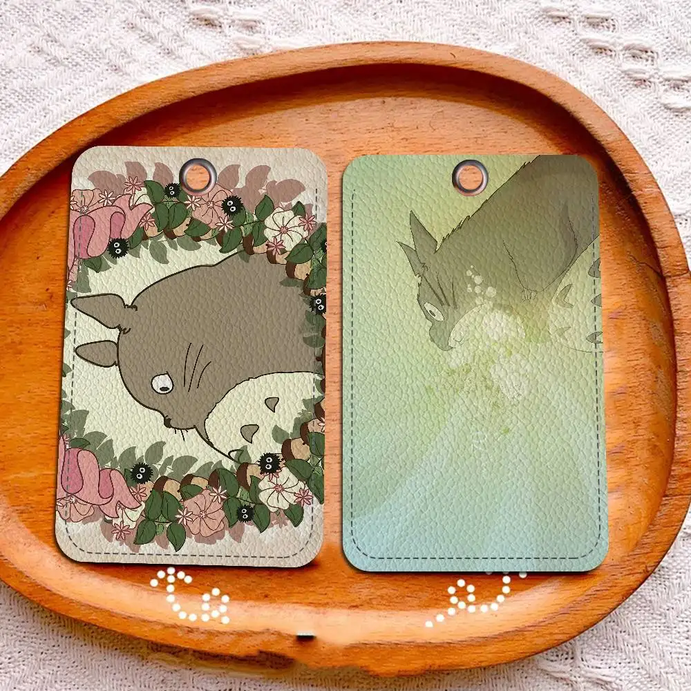 Cute Totoro 1Pc Access Card Case Leather Card Holder Keychain Key Ring Door Access Tags ID Card Case Keychain view 4