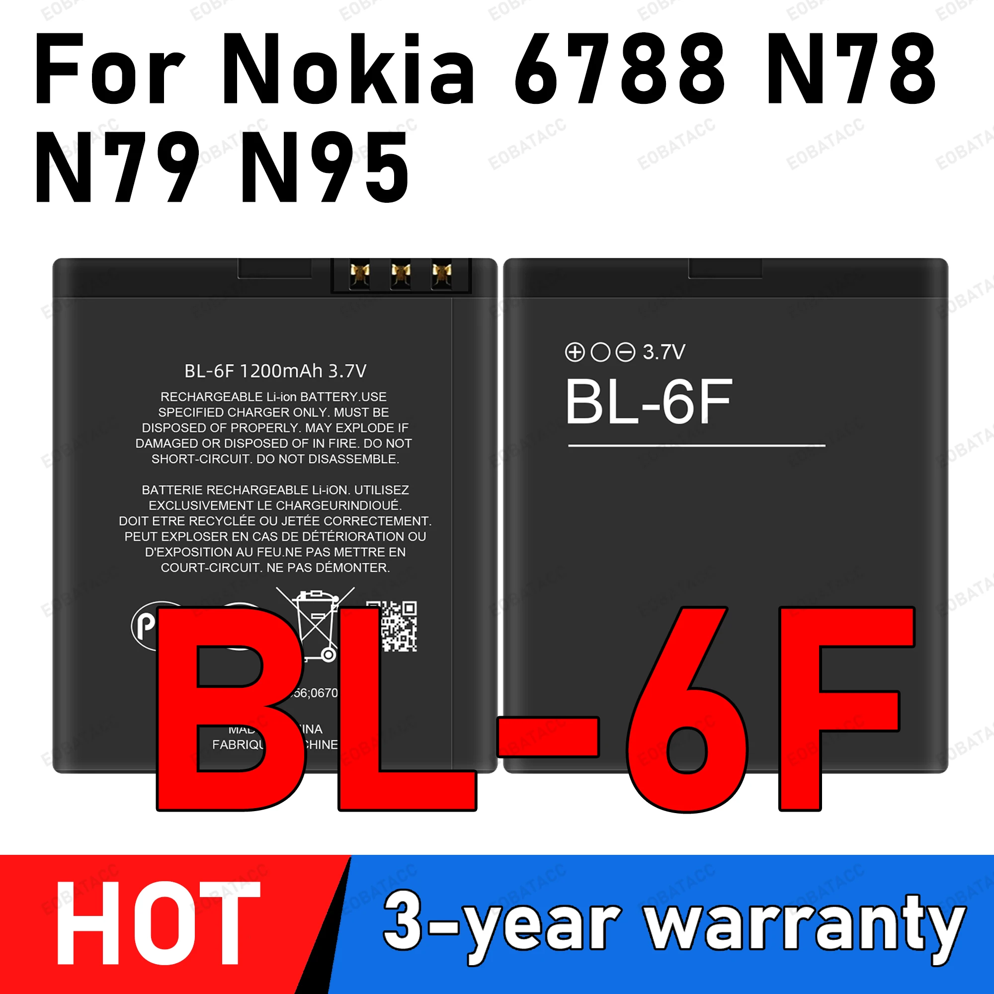 100% جديد صفر دورة بطارية BL-6F بطارية لنوكيا 6788 N78 N79 N95(8G) 6788i 6F BL6F استبدال بطاريات البطارية