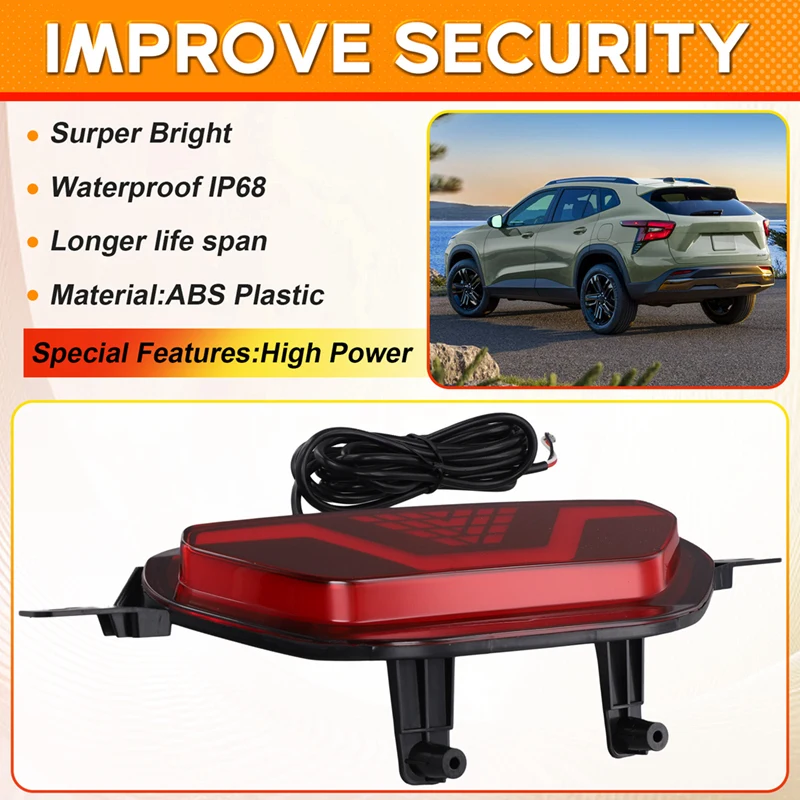 Car Rear Bumper Reflector Brake Light For Chevrolet Tracker Trax 2019-2024 LED Warning Fog Lamp Driving Light