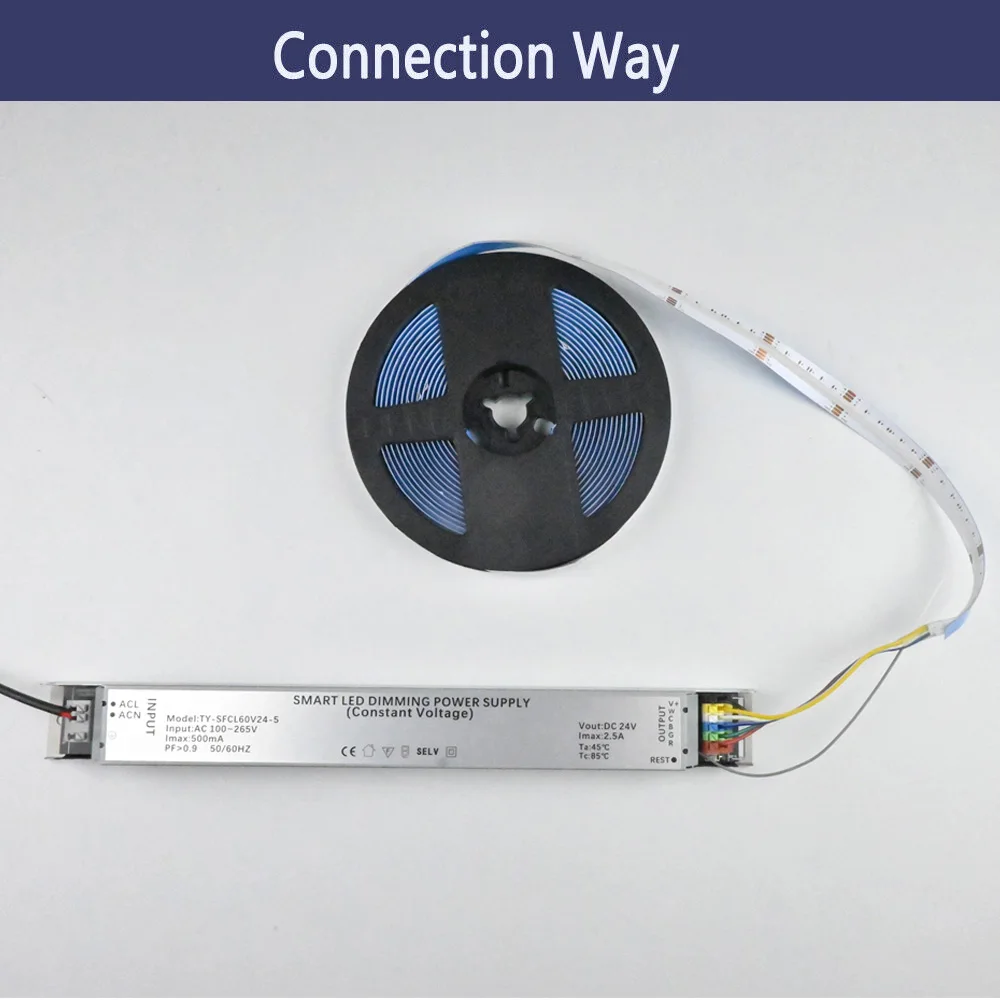 CENFAYA 60W Dimmable RGBCCT LED Driver DC 24V Power Supply Work With WIFI Tuya Smart Life App Control For COB RGBCCT LED Strip