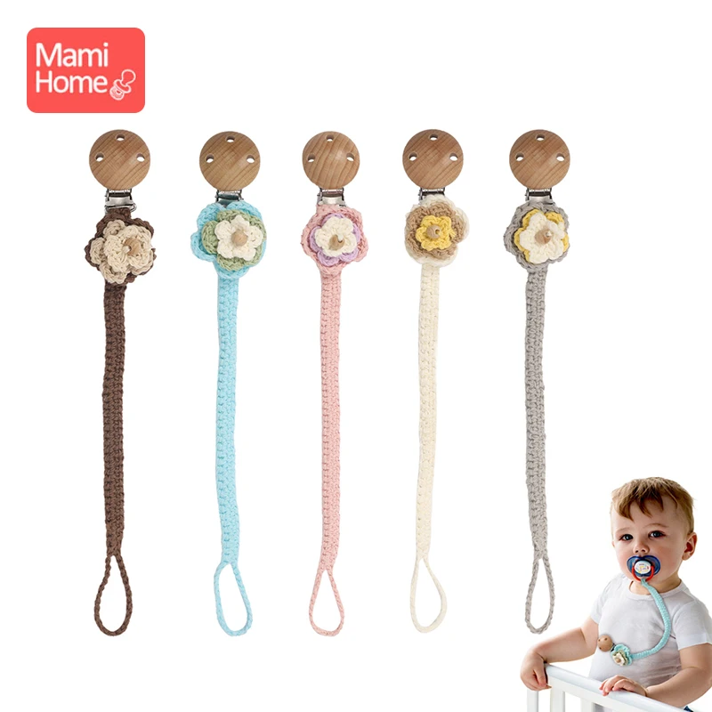 

1PC Crochet Flower Pacifier Chain Baby Teether Pacifier Holder Dummpy Chain Toys For Kids Nursing Teething Soother Chew Toy