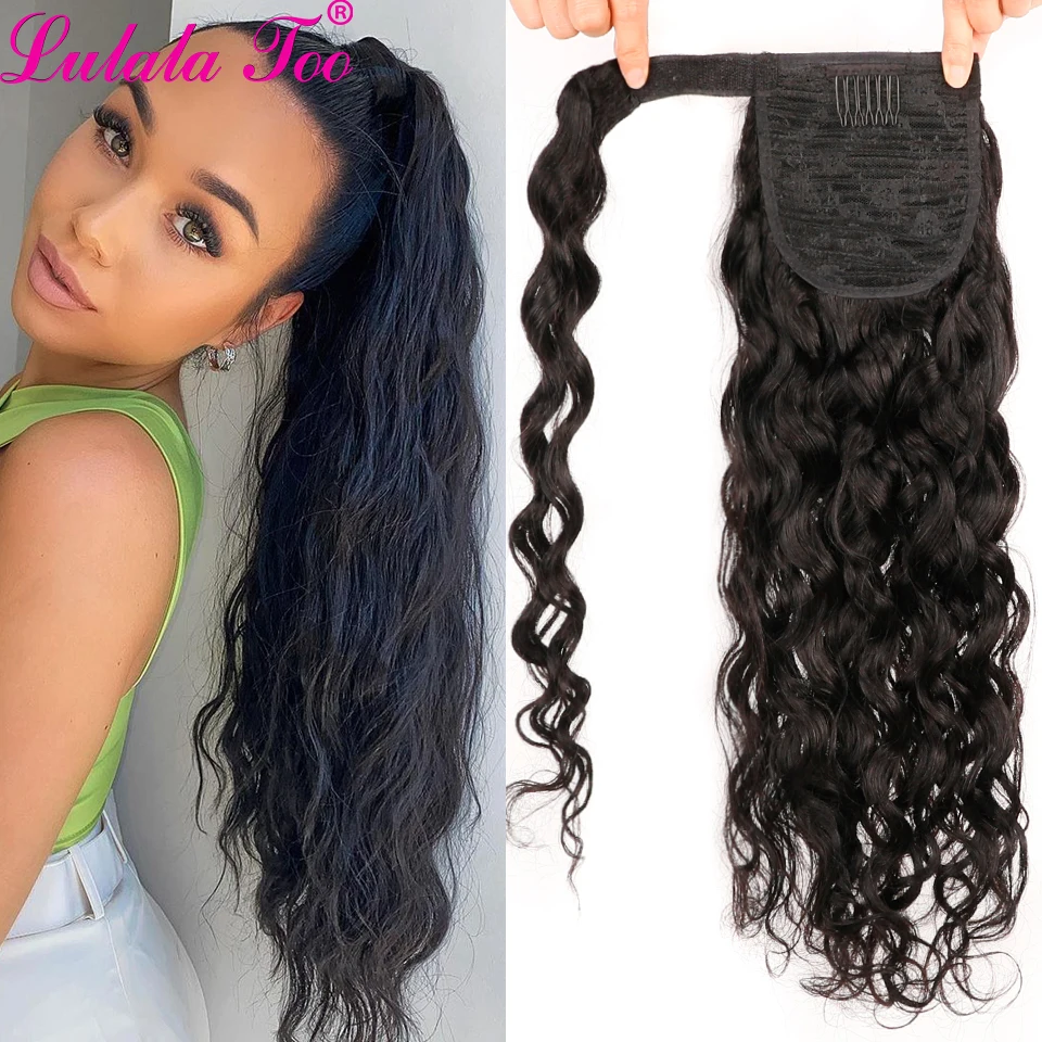 

12-26 Inch Wrap Around Ponytail Human Hair Natural Wave postiche cheveux naturel humain Brazilian Magic Paste Pony Tail Extensio