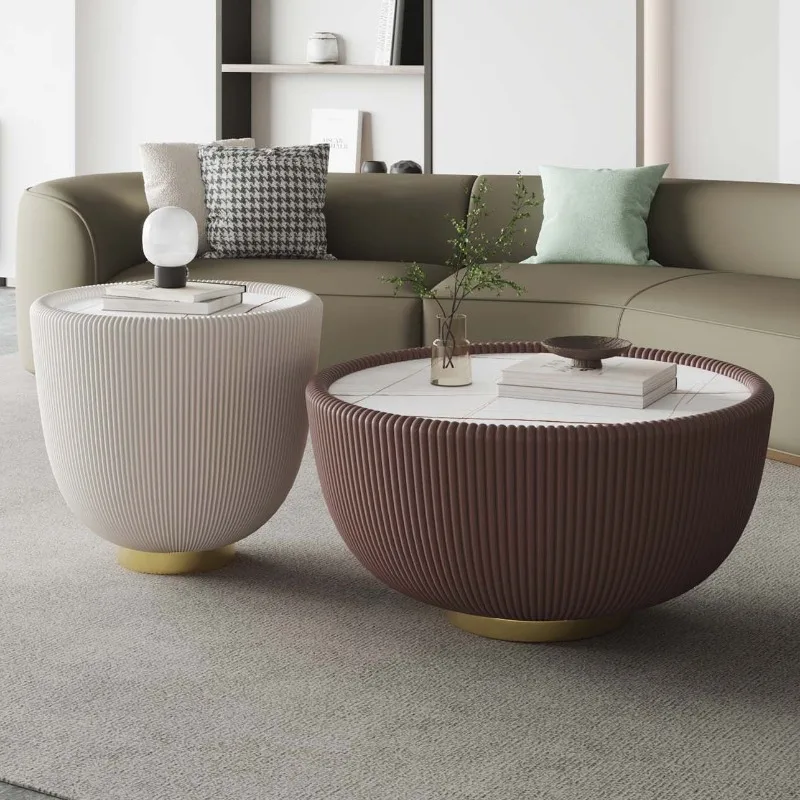Funky Modern Coffee Table Round Luxury garden Living Room Center Table Nordic Low muebles Para Salas japandi Style Furniture