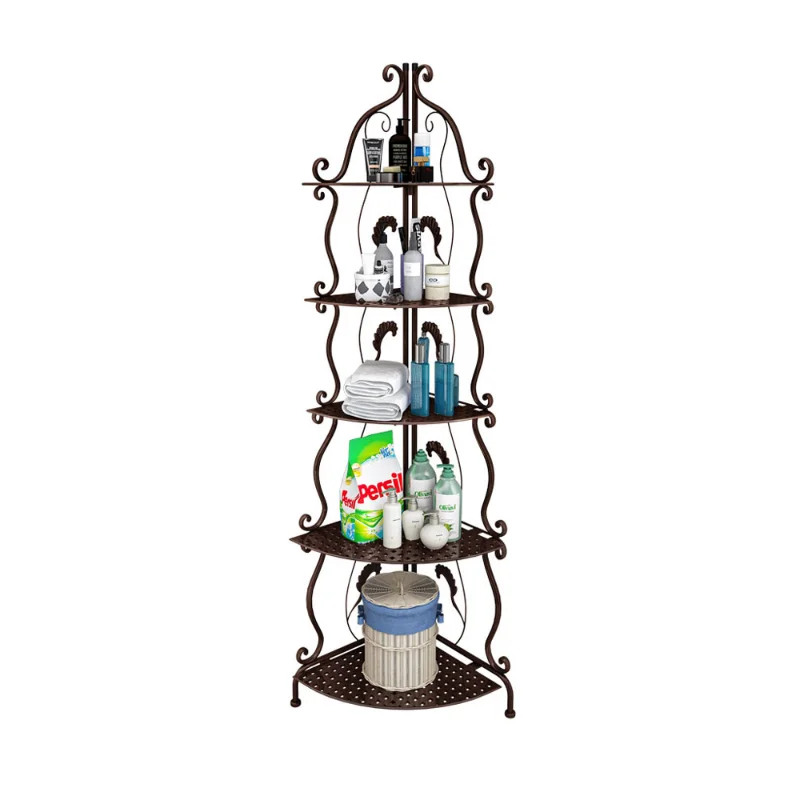 4/5 Tiers Nordic Style Iron Kitchen Organizer Multi-use Antirust Bathroom Corner Rack Living room Standing Book Shelf Home Decor