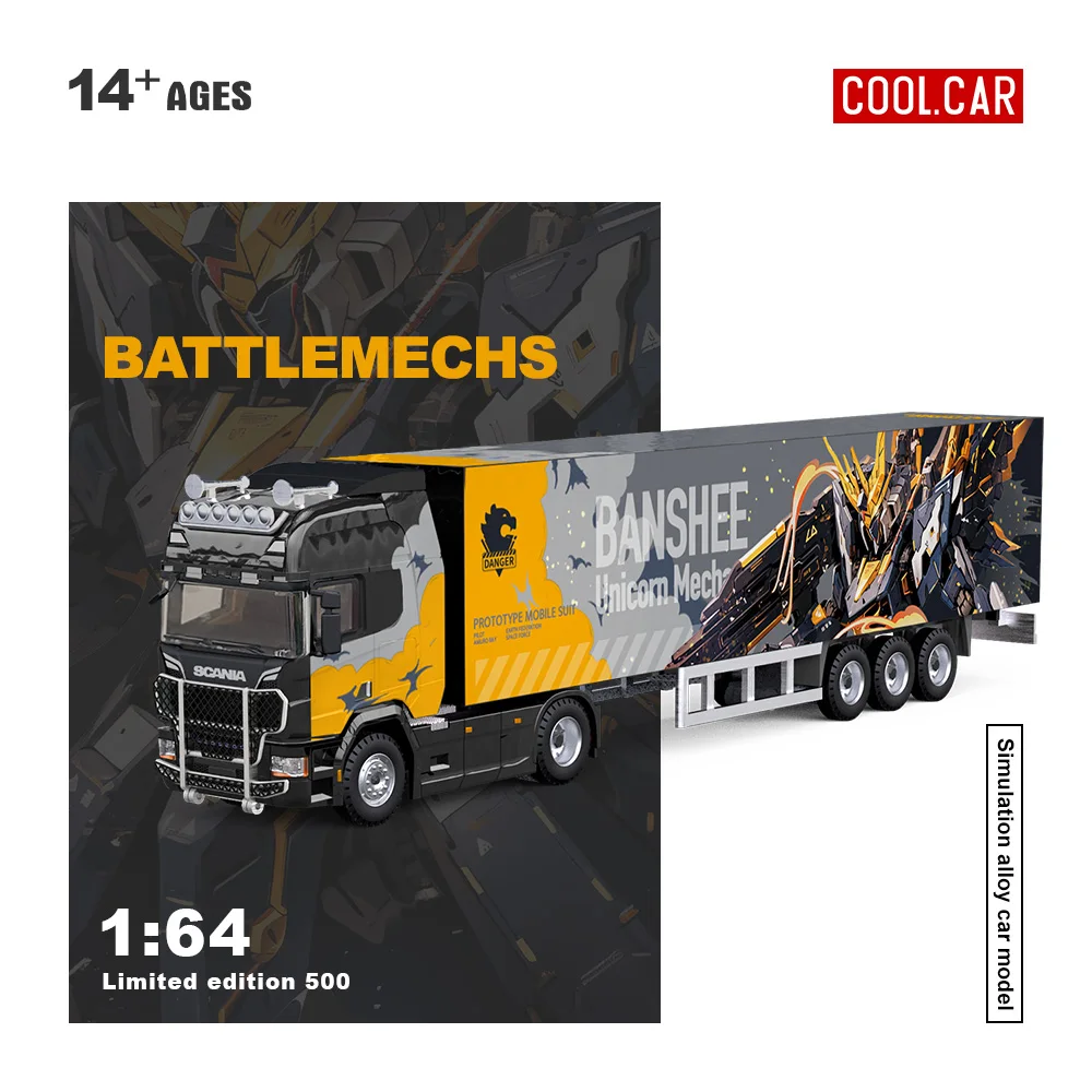 

*Pre-order* Cool Car 1:64 Container Truck Mecha Painting Simulation Alloy Car Model for Collection&Display&Gift