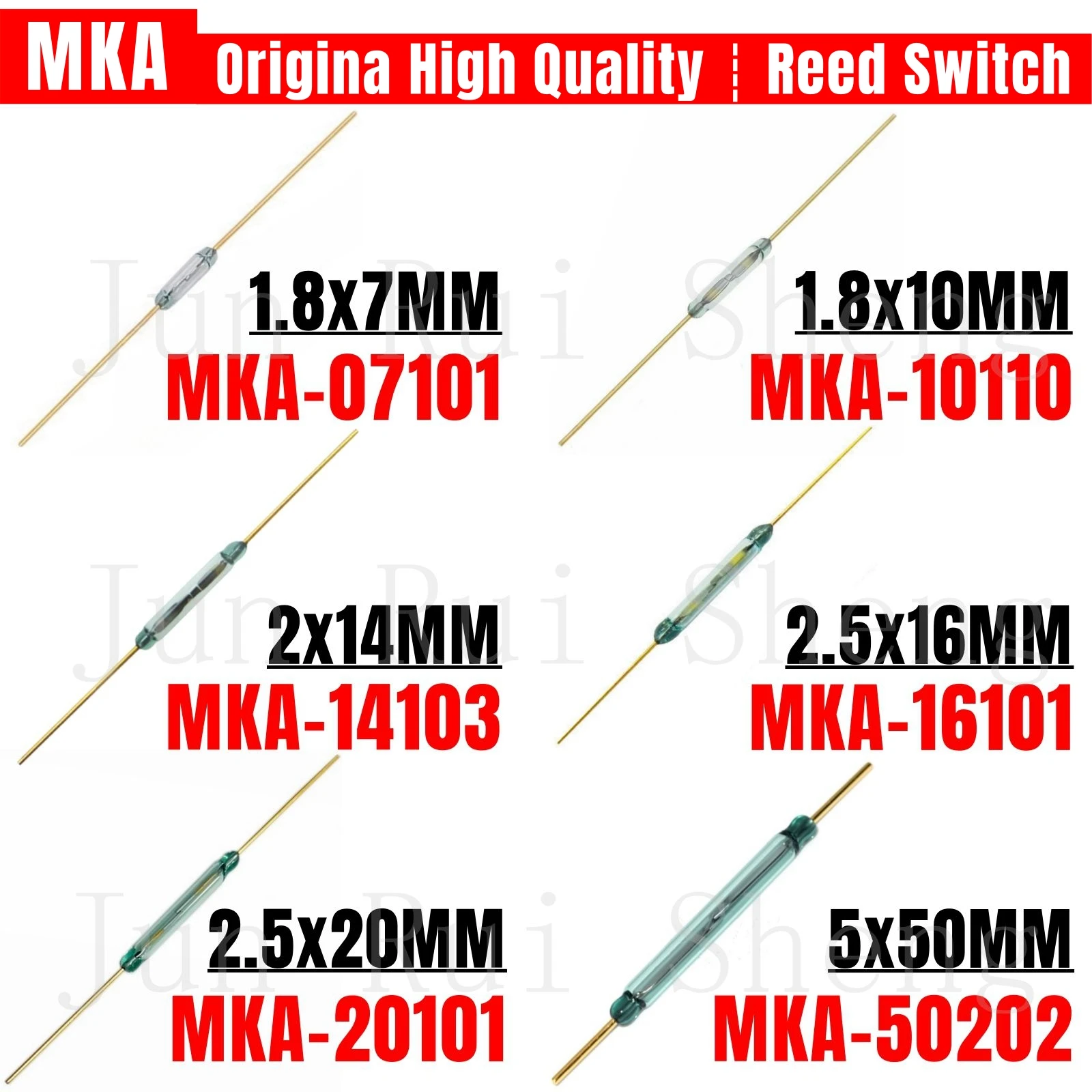 Reed Switch Magnetic Sensor 2*14MM MKA14103 Normally Open NO 1.8*7MM MKA07101 10MM MKA10110 16MM MKA16101 20MM MKA20101 MKA50202