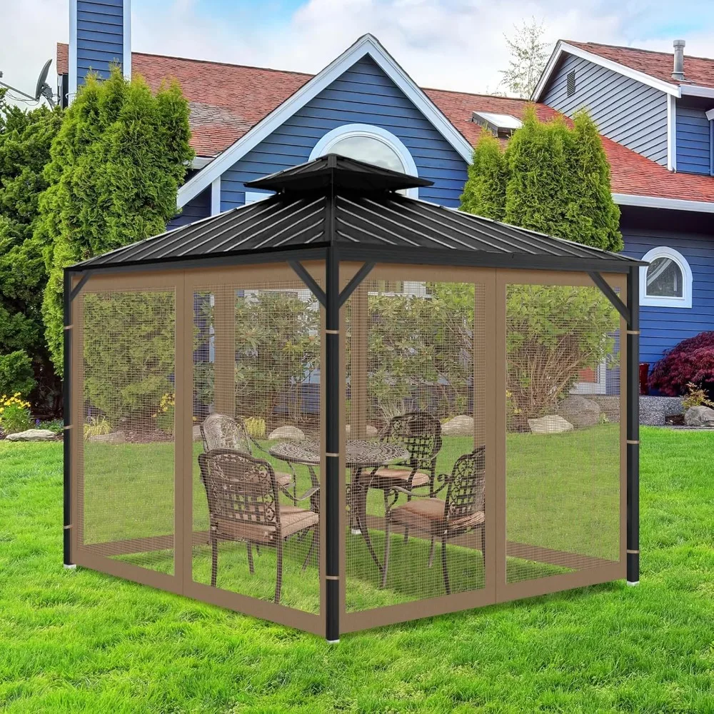 Gazebo Universal Replacement Mosquito Netting, 10'x12' Gazebo Netting Outdoor, 4-Panel Screen Walls for Outdoor Patio