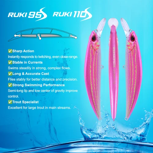 Imagen 2 del producto FSTK nuevo 2025 Casting Minow hundimiento señuelo 17g95mm 21g110mm RUKI señuelo de agua salada DOO Minow lápiz Bass Wobblers