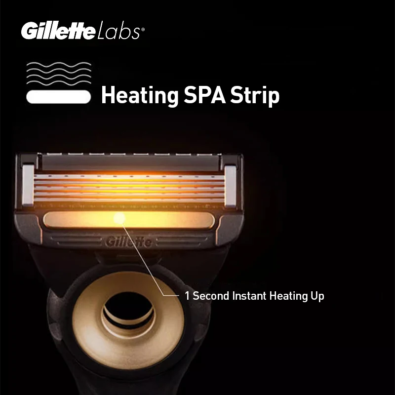 Gillette Labs Heated Razor , Gillette Men's Razor , Heated shaver, wireless charging base, 5-layer shaver blades