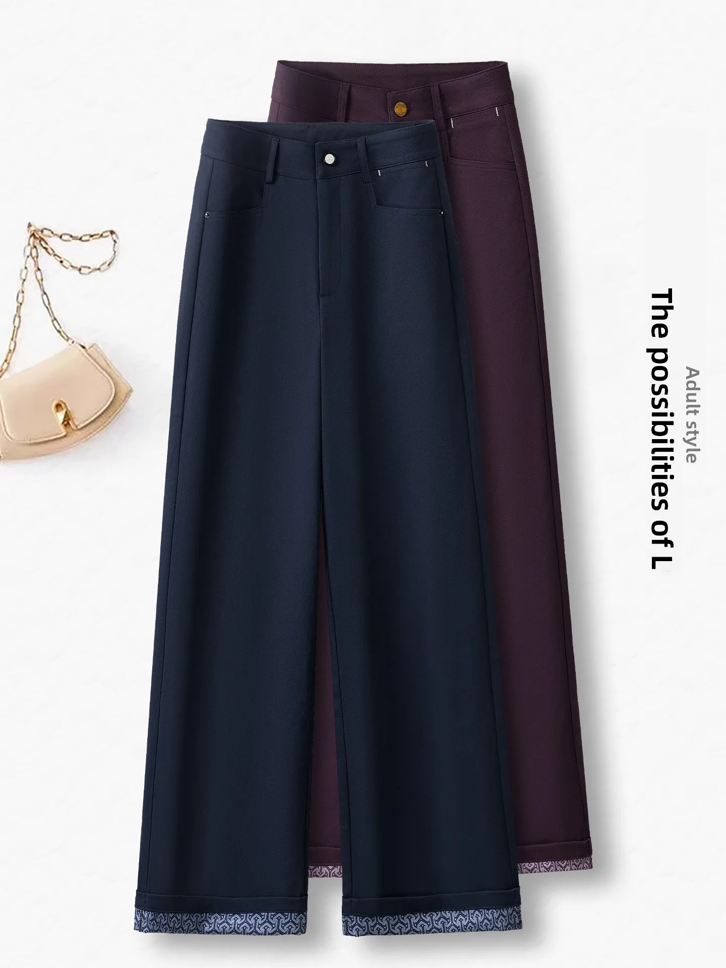 

High Waist Straight Leg Cotton Jeans Women's Spring Autumn New Style Slimming Casual Pants Cuffed Narrow Version Wide ...